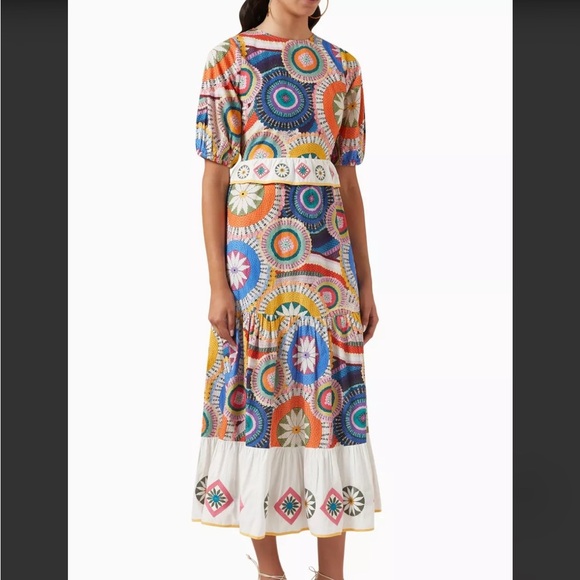 NEVER FULLY DRESSED
Crochet Print Malibu Midi Dress in Cotton-poplin - Picture 3 of 9